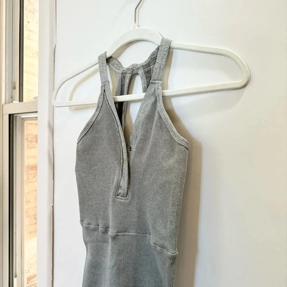New Free People FP Movement Happiness Runs Henley Onesie One Piece Gray M/L - Picture 5 of 9